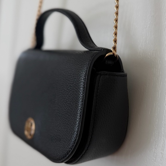 Tory Burch Limited Edition Top Handle Mini Bag Black Gold Crossbody - Picture 4 of 15